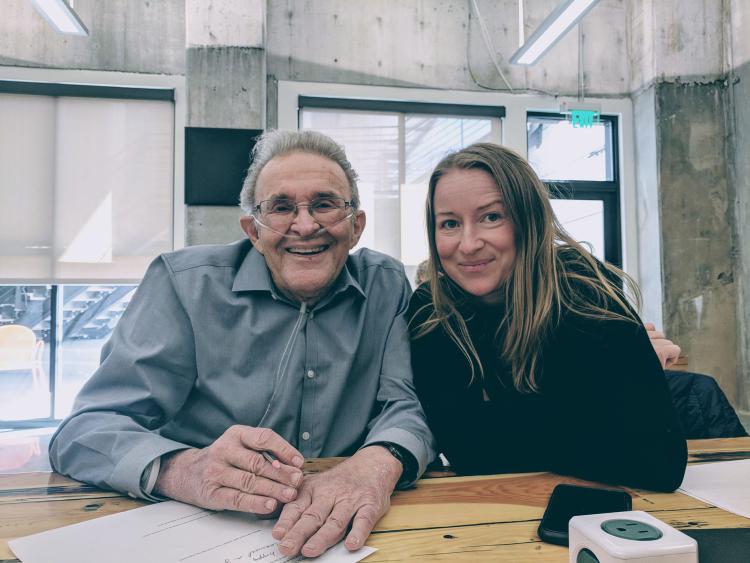 Richard Rocklin and Rebekah Sosa (MStratComm’18) take a selfie after Richard attended three consecutive workshops.