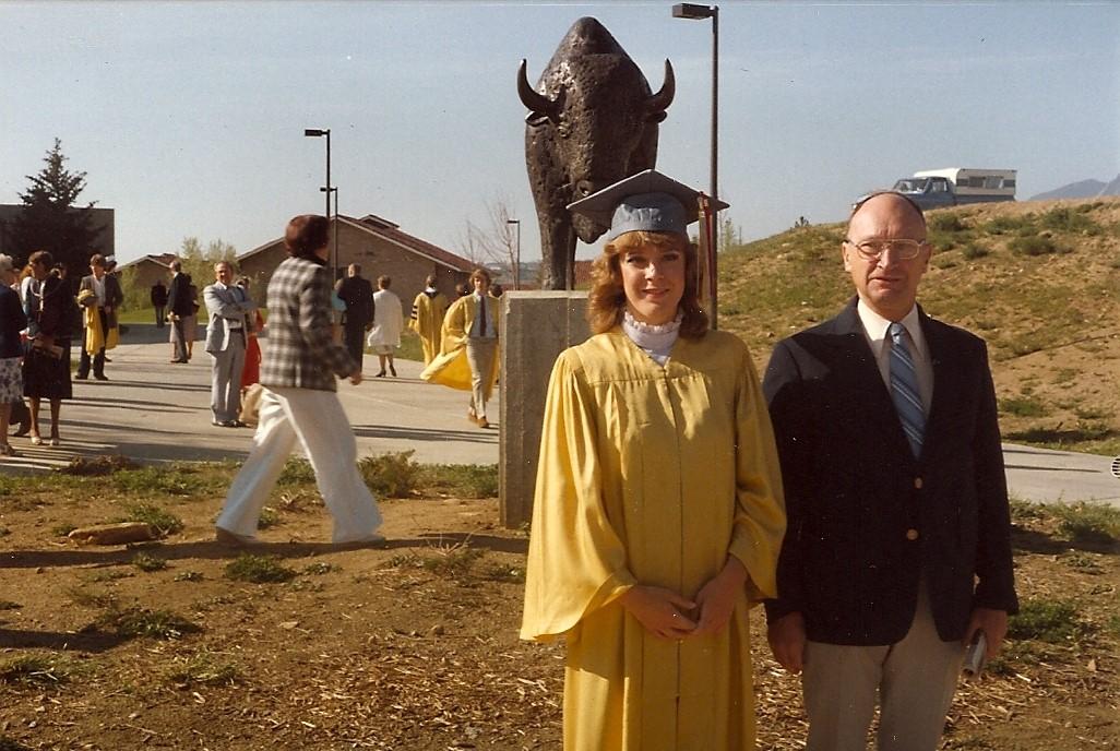 Jenny and father on her graduation day