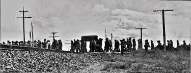 The funeral procession for Ricardo Falcón, the community organizer killed in a racially motivated confrontation in New Mexico in 1972.