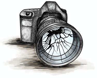 camera with cracked lens graphic