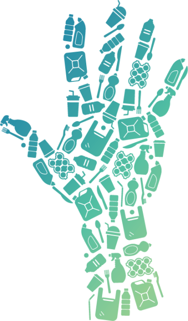 plastics in the shape of a hand illustration