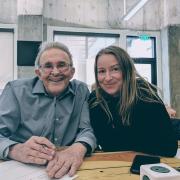 Richard Rocklin and Rebekah Sosa (MStratComm’18) take a selfie after Richard attended three consecutive workshops.