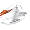 tea cup spilling beverage
