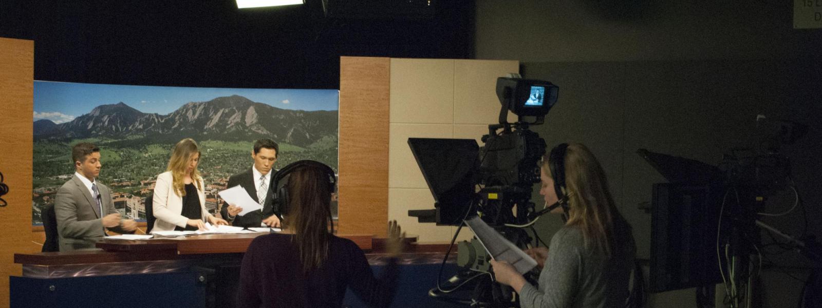 NewsTeam Boulder students in the studio.