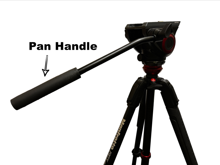 Showing where the pan handle is on the tripod