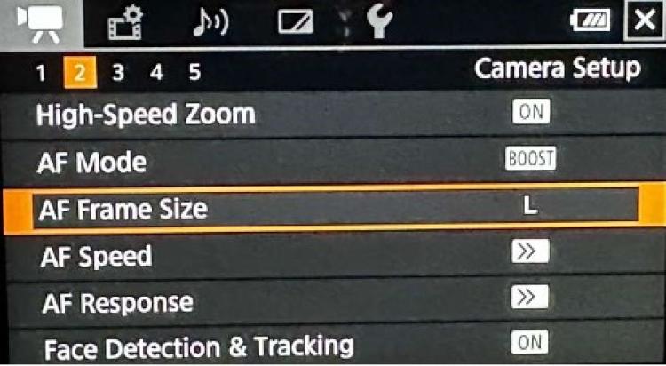 AF frame size setting