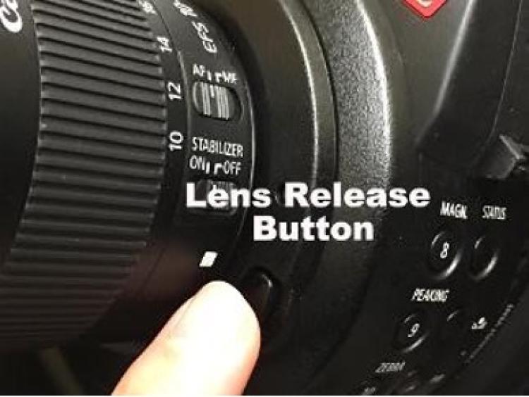 Lens release button