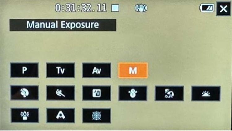Different shooting modes screen