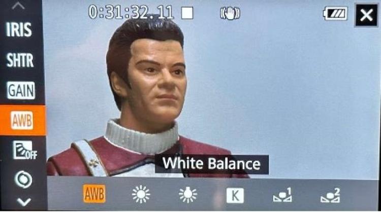 White balance menu screen