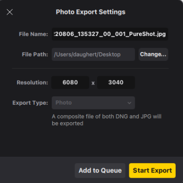 Export settings