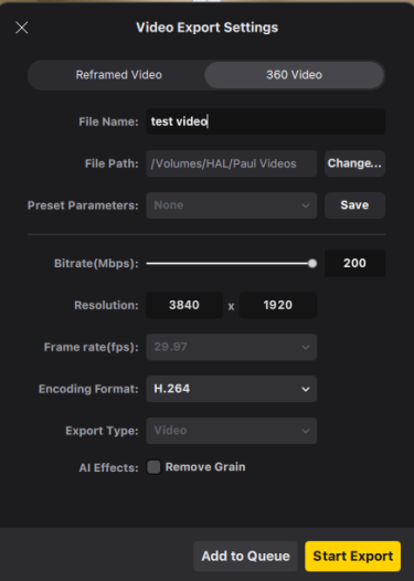 Full settings screen