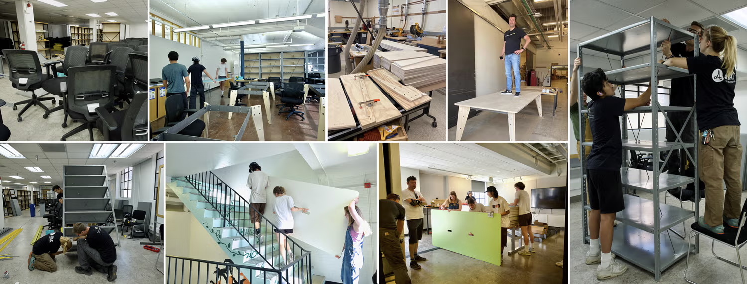 collage of ENVD studio remodel
