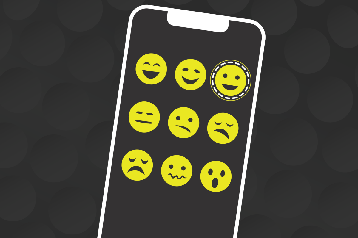 Illustration of face emojis on a phone