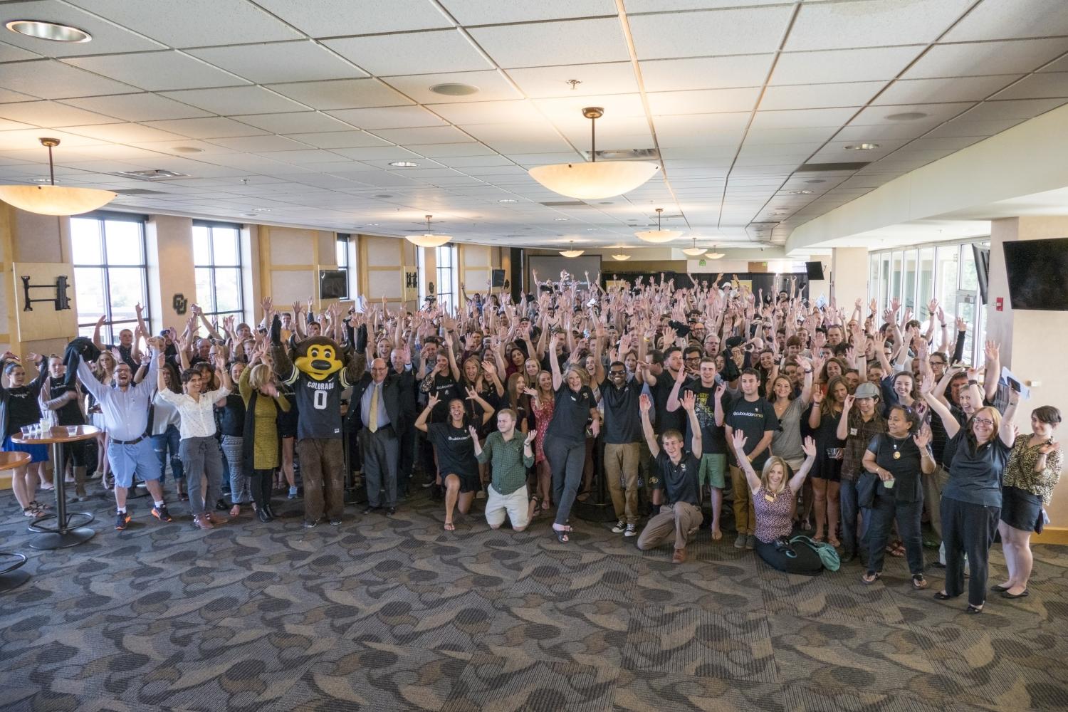 Group photo from (then-)CMCI's kickoff party, 2015