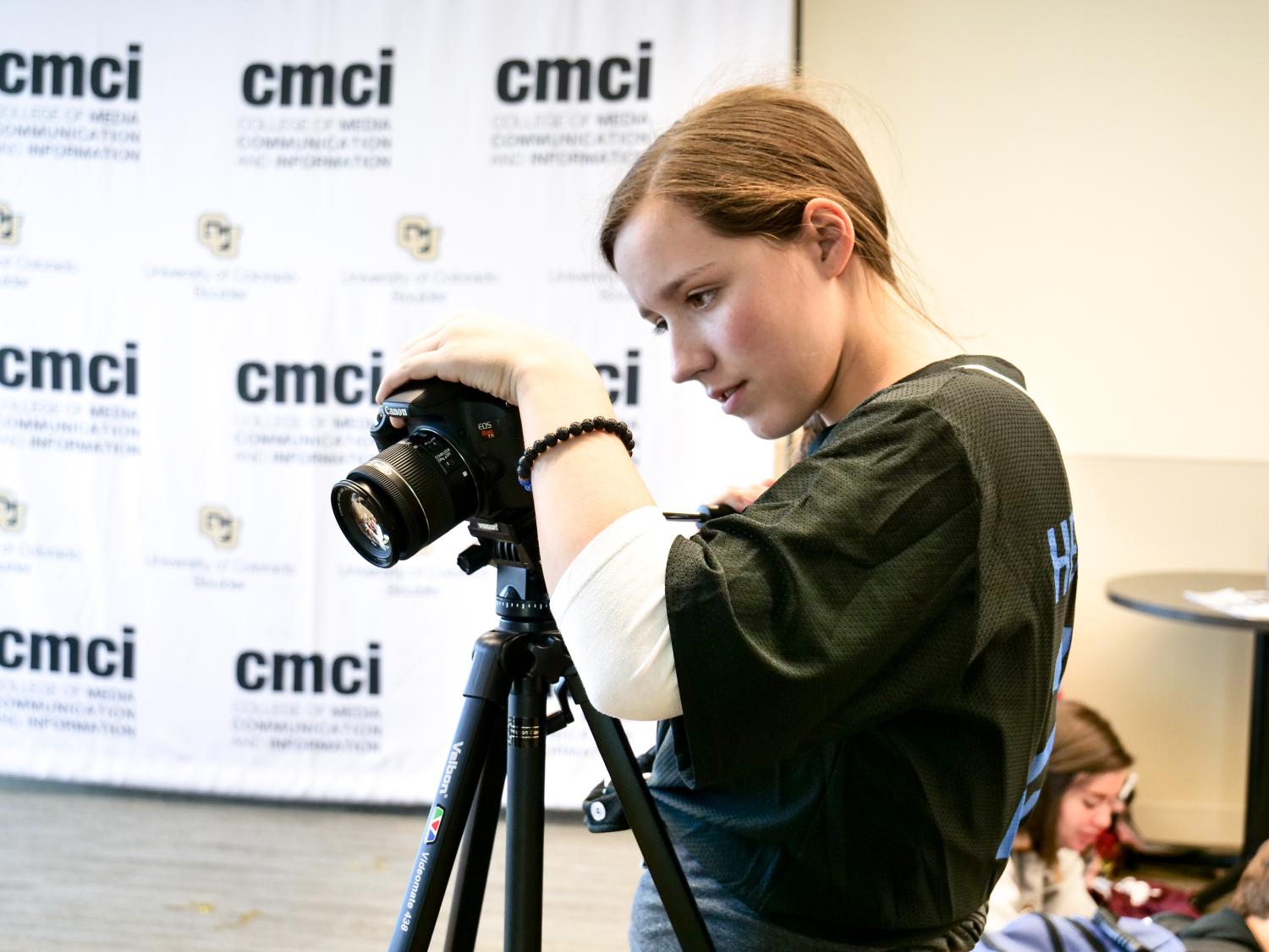 A student explores a camera at CSU