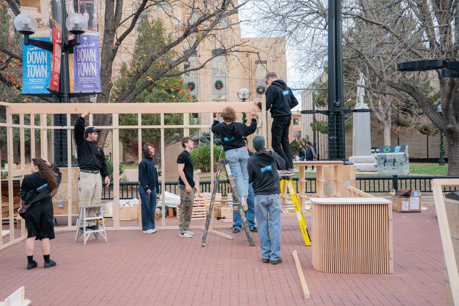 Students constructing the EPOP shop