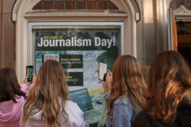 Students gather at Macky for J-Day.