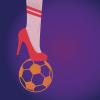 High heel on soccer ball