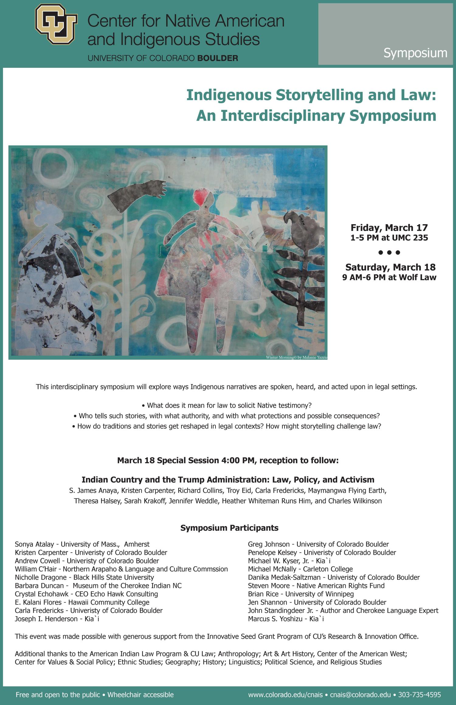 Indigenous Storytelling and the Law flyer Art by Melanie Yazzie