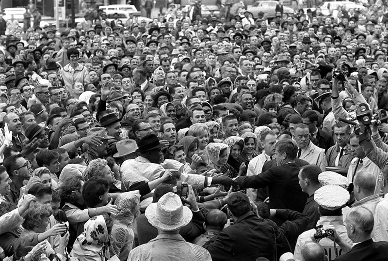 President Kennedy arrives at the Hotel Texas parking lot rally in Fort Worth, Texas, Nov. 22, 1963