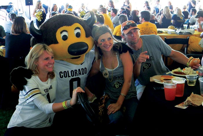 Pregame with mascot photo at game