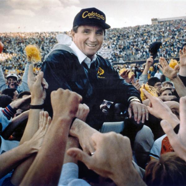 Photo of Coach Mac in a crowd