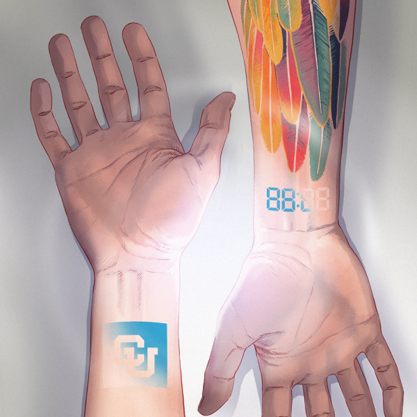 Two tattooed arms