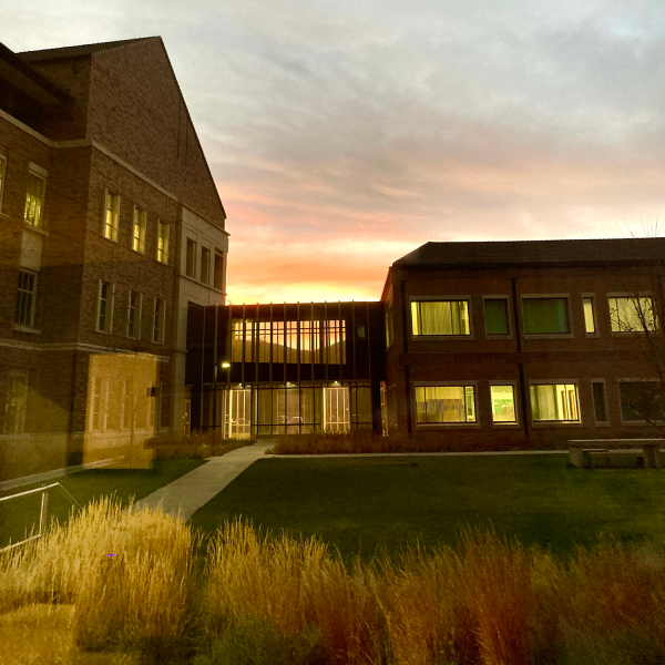 CU Boulder at sunset
