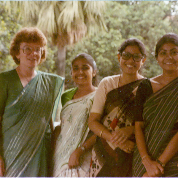 social demographer Jane Menken with a group of Bangladeshi women