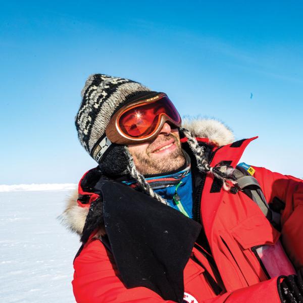 man with ice block