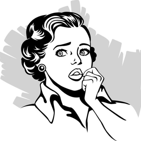 drawing of anxious woman