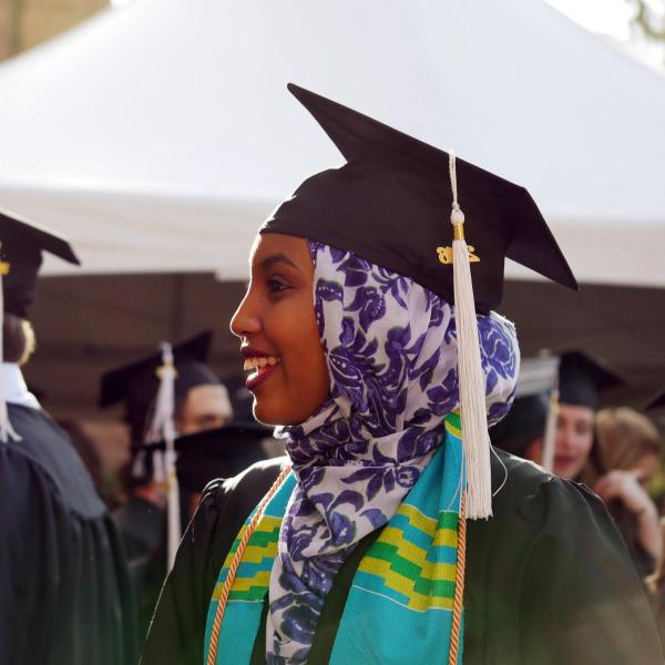 side profile of graduating student