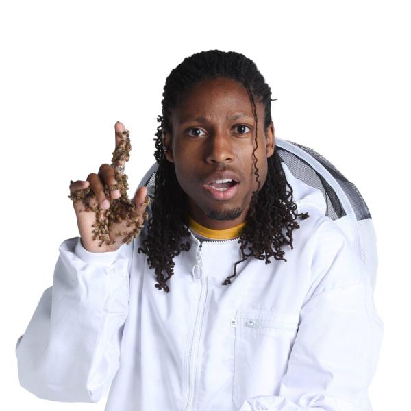 Dr. Sammy with bees