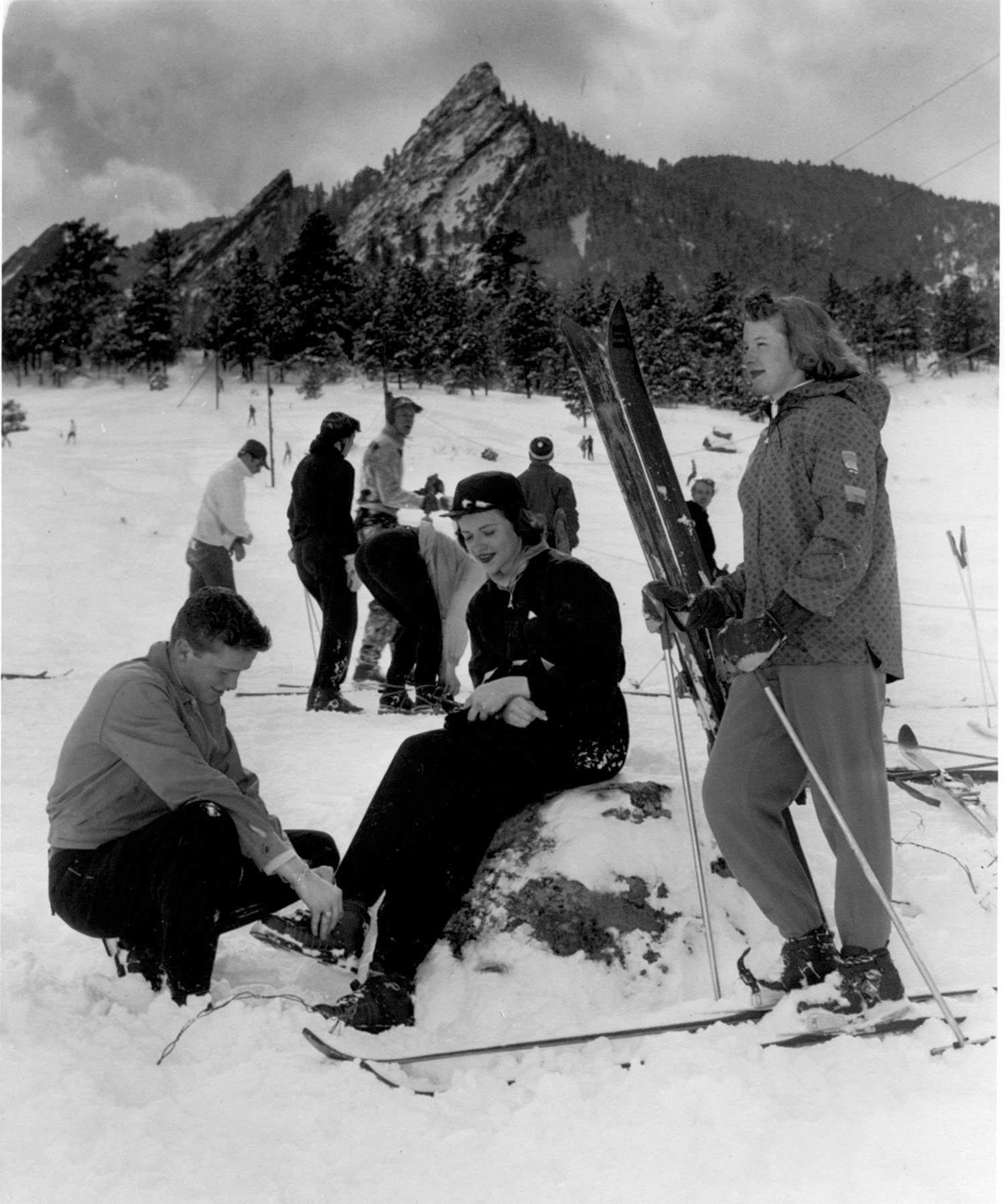 Skiers at Chautauqua Mesa Ski Area