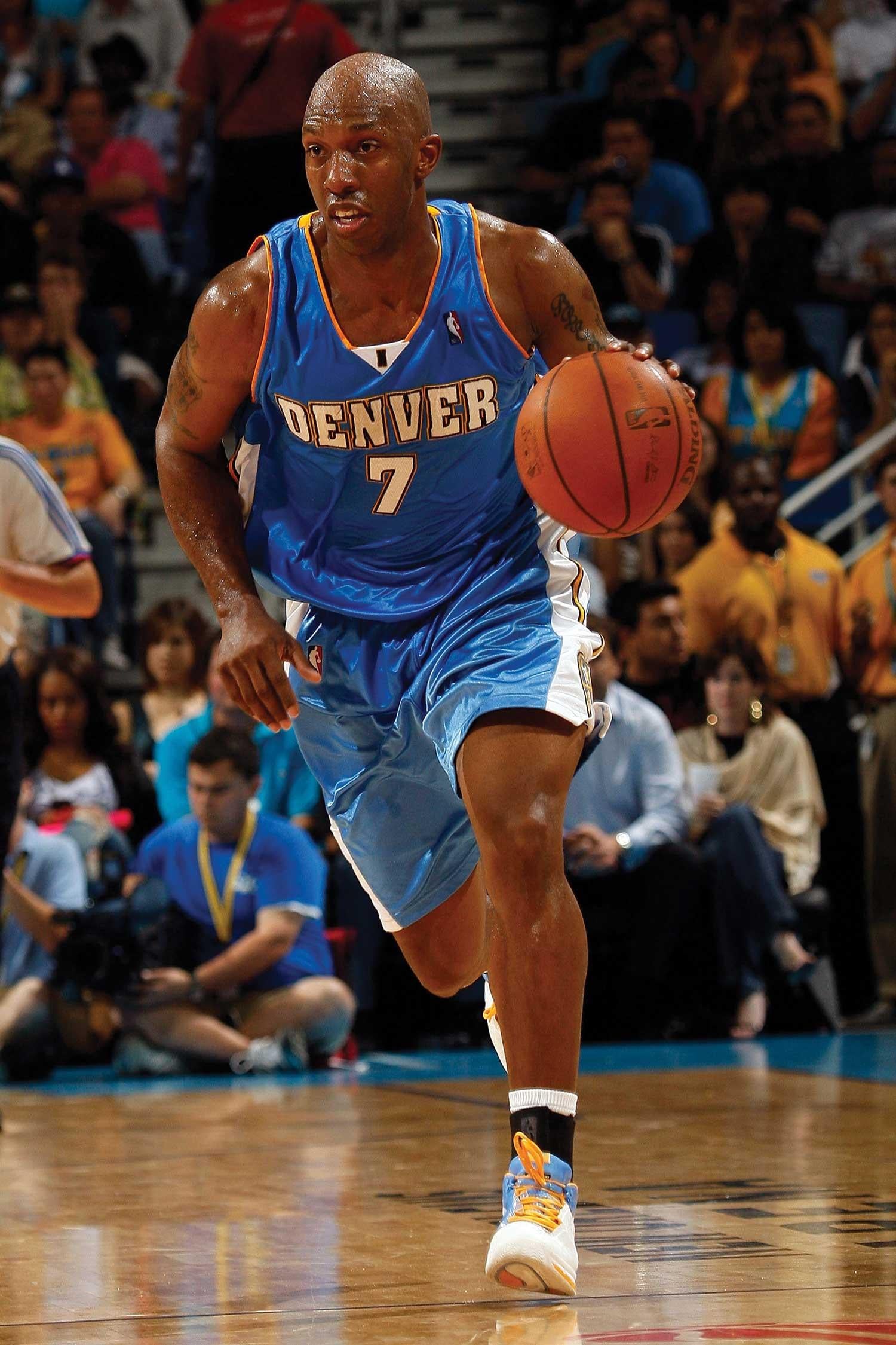 Chauncey Billups playing as a Denver Nugget