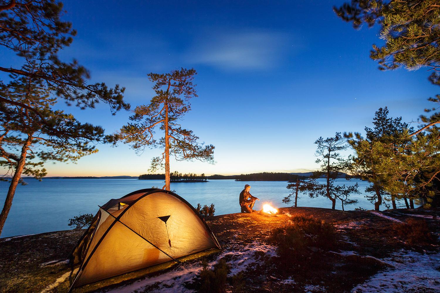 idyllic camping scene