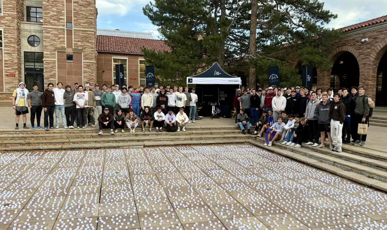 PIKE fraternity with memorial of more than 8,400 candles that represented each pedestrian or cyclist killed by a driver in 2023