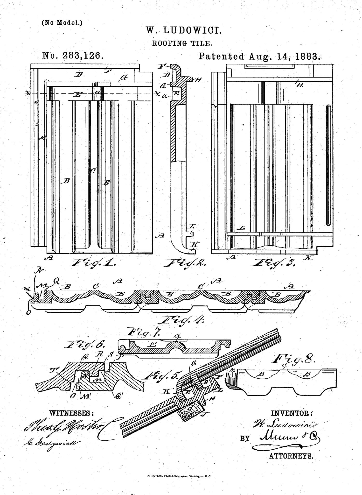 Patent No. 283,126 A design from 1883