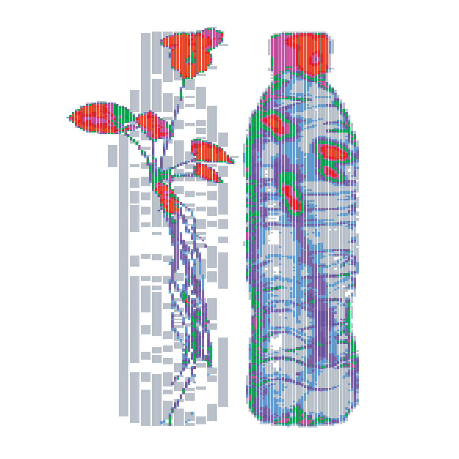 Digital illustrations of plastic bottles