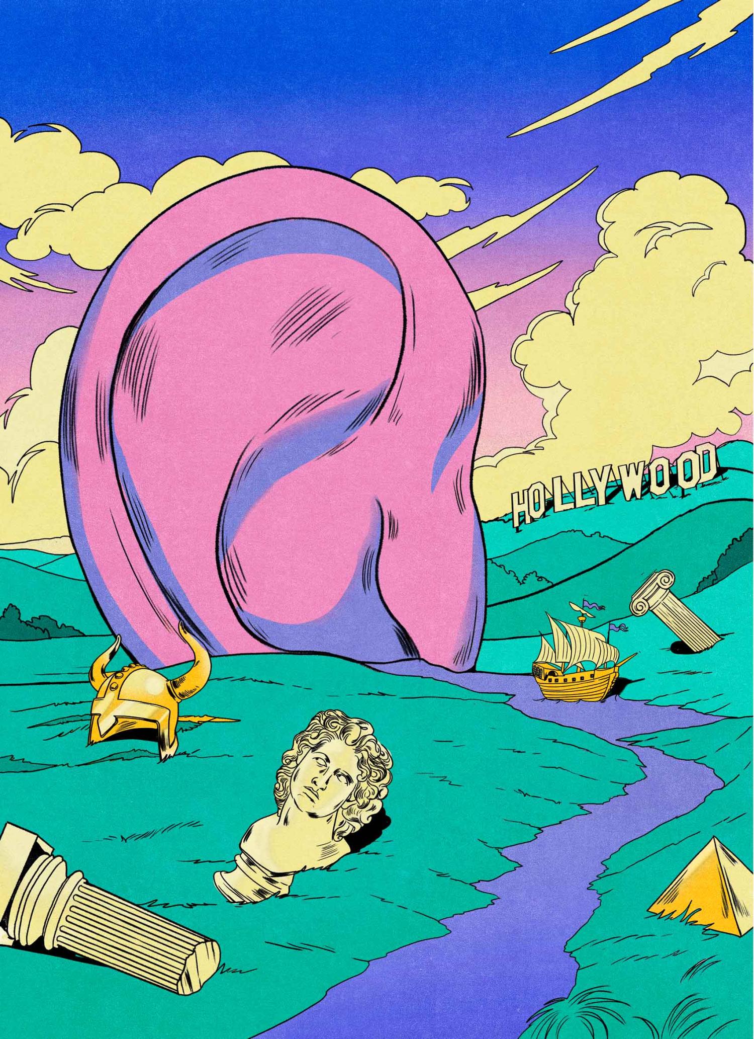 illustration of an ear with historical artifacts