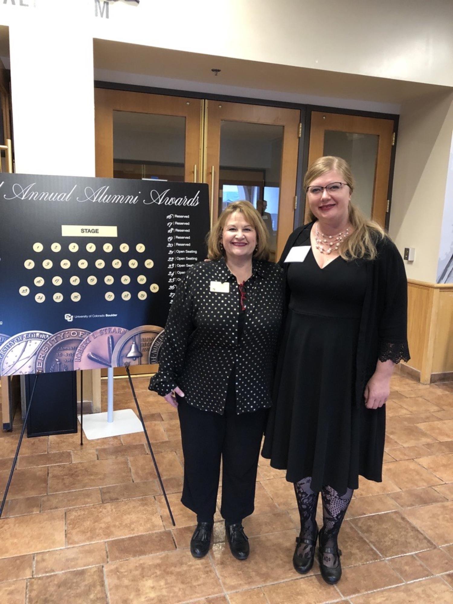 Jennifer Brown and Jennifer Duncan at the CU Boulder Alumni Awards ceremony