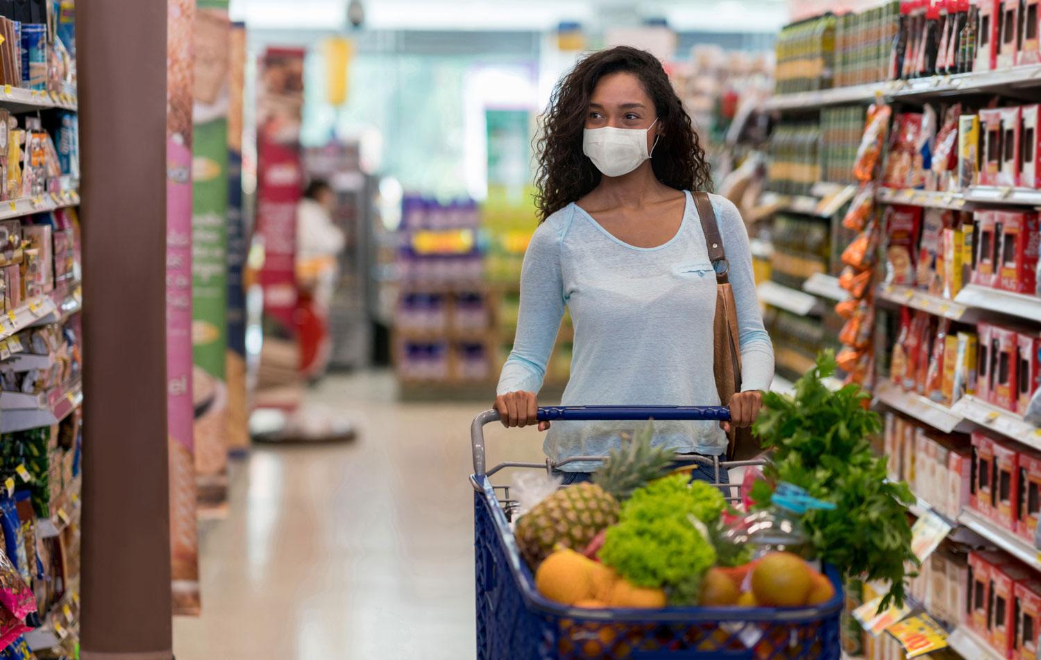Woman shopping with mask