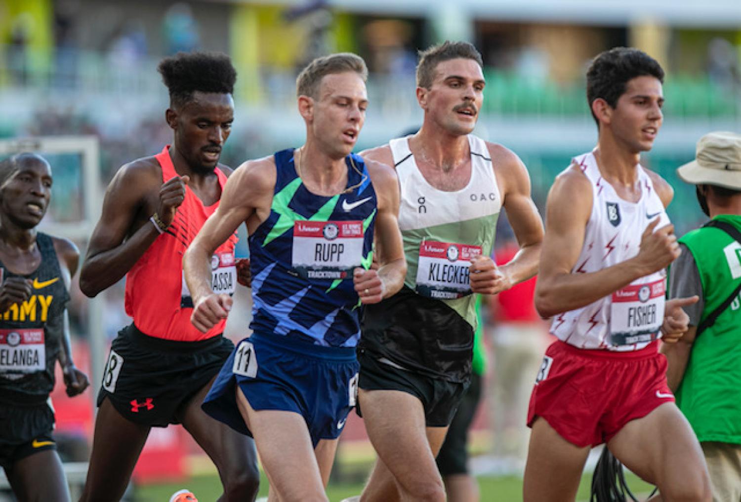 Joe Klecker runs in a race.