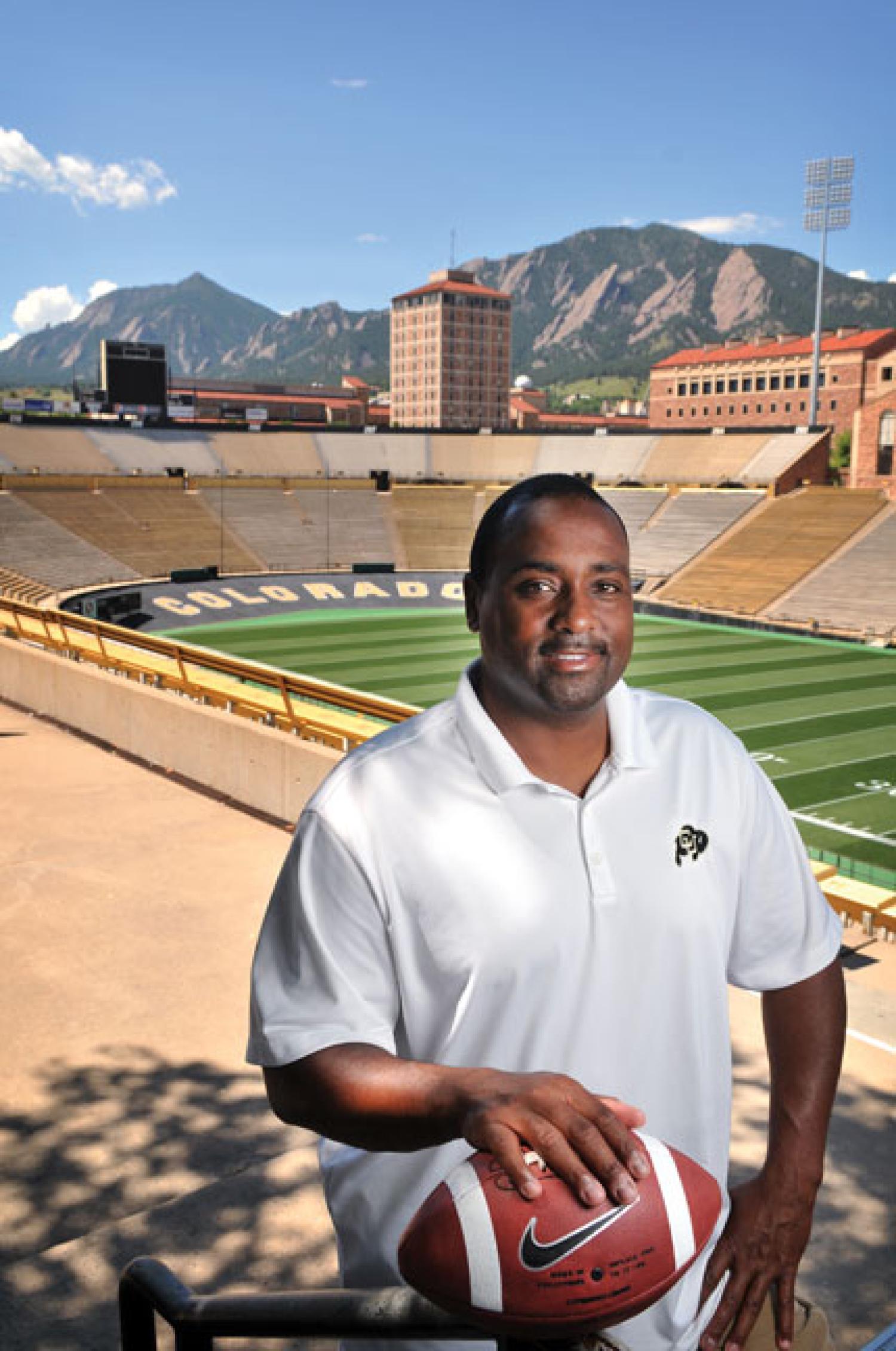 Jon Embree with football