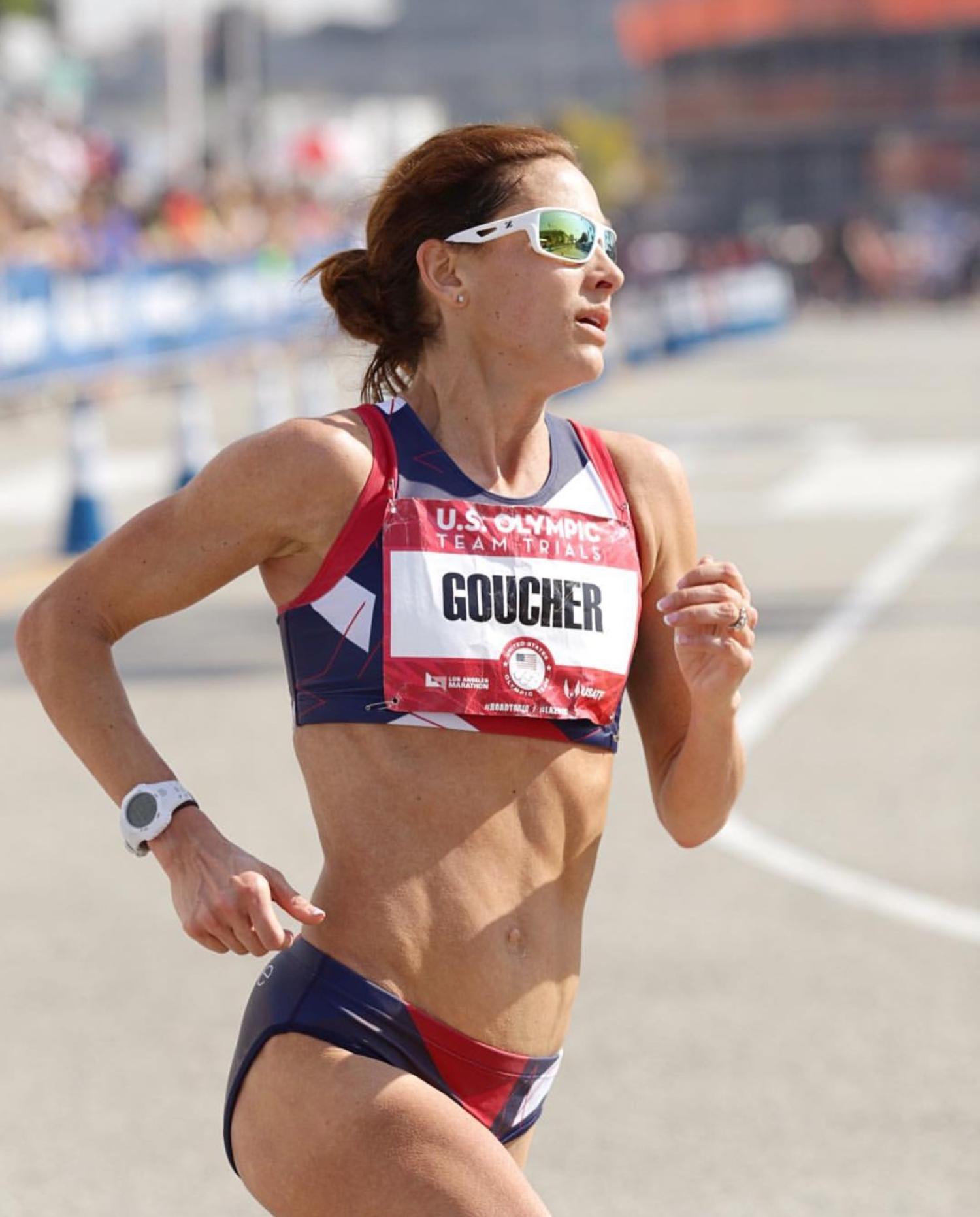 Kara Goucher competes in a race.