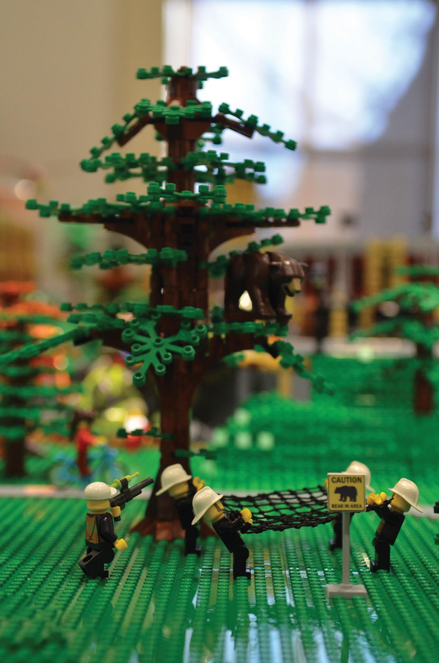 LEGO bear falling from tree