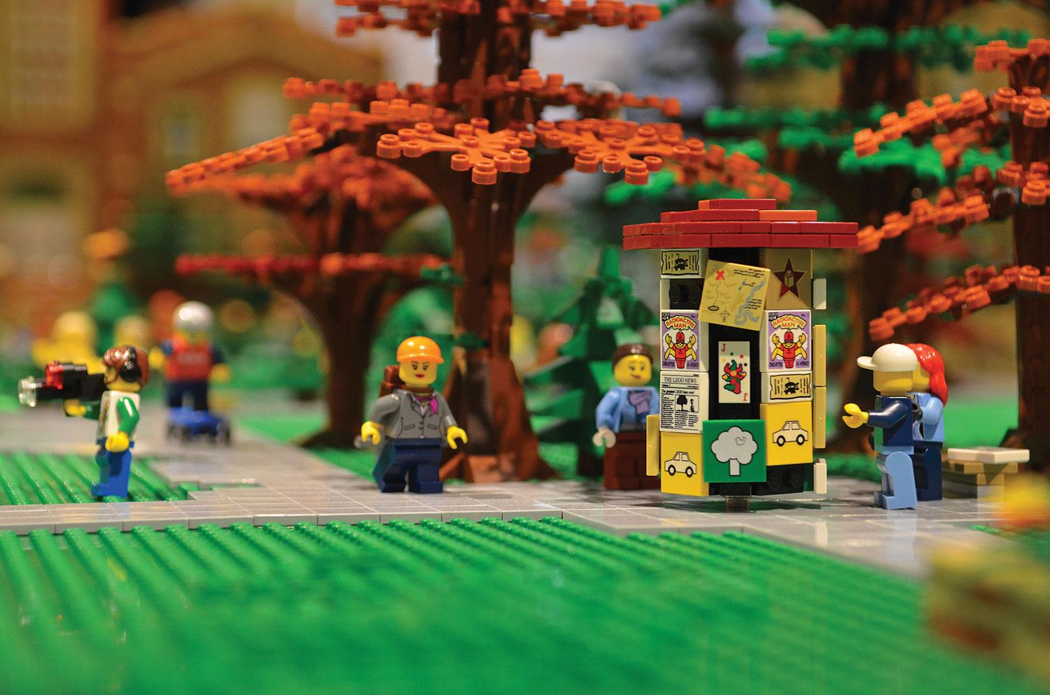 LEGO sidewalk and advertisement stand
