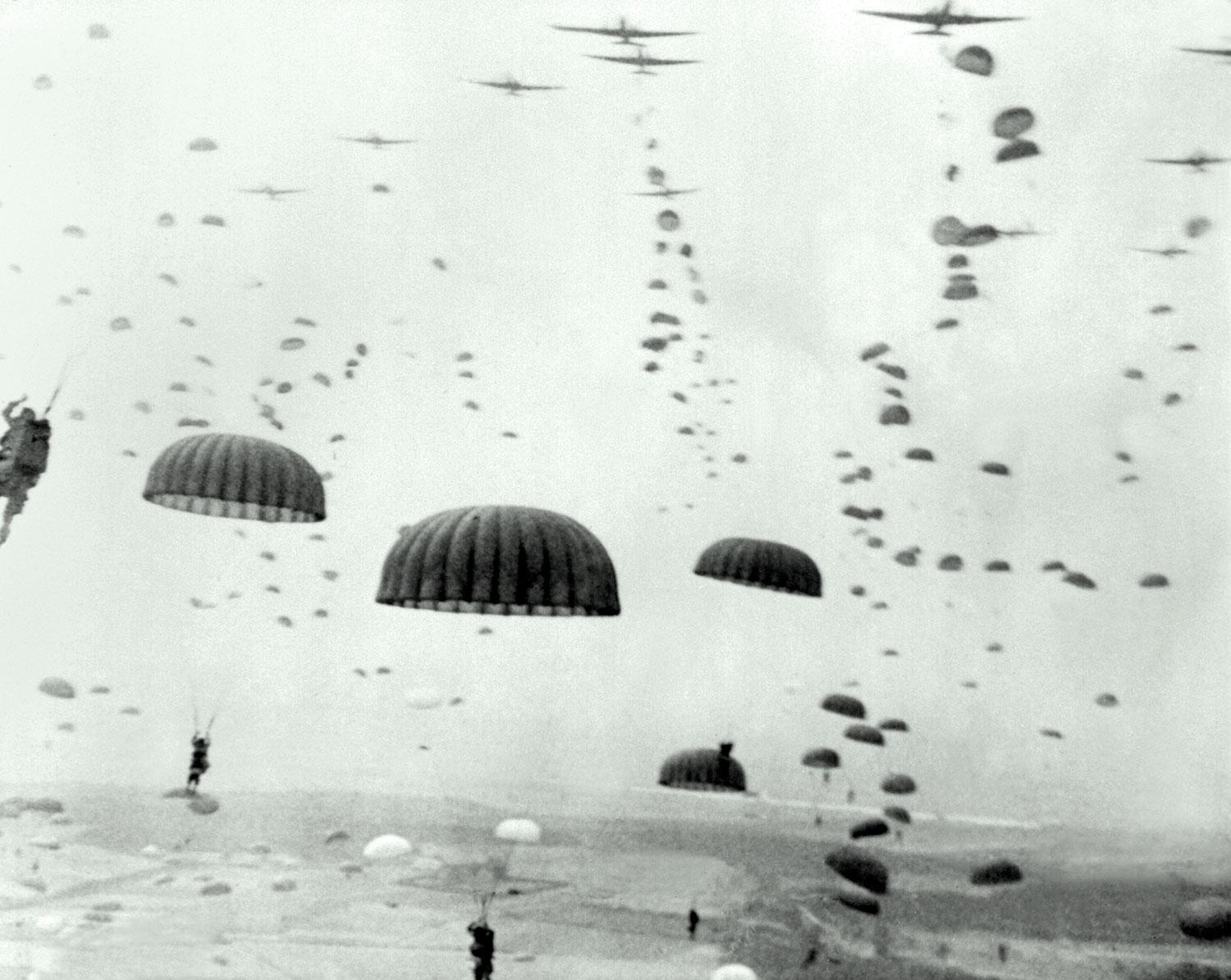 soldiers parachuting