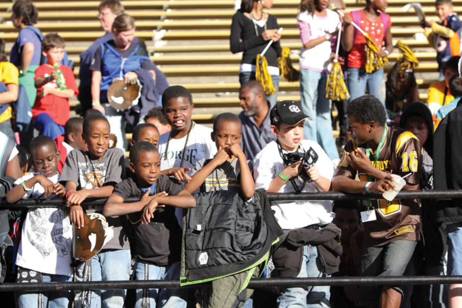 elementary school students at buffs game