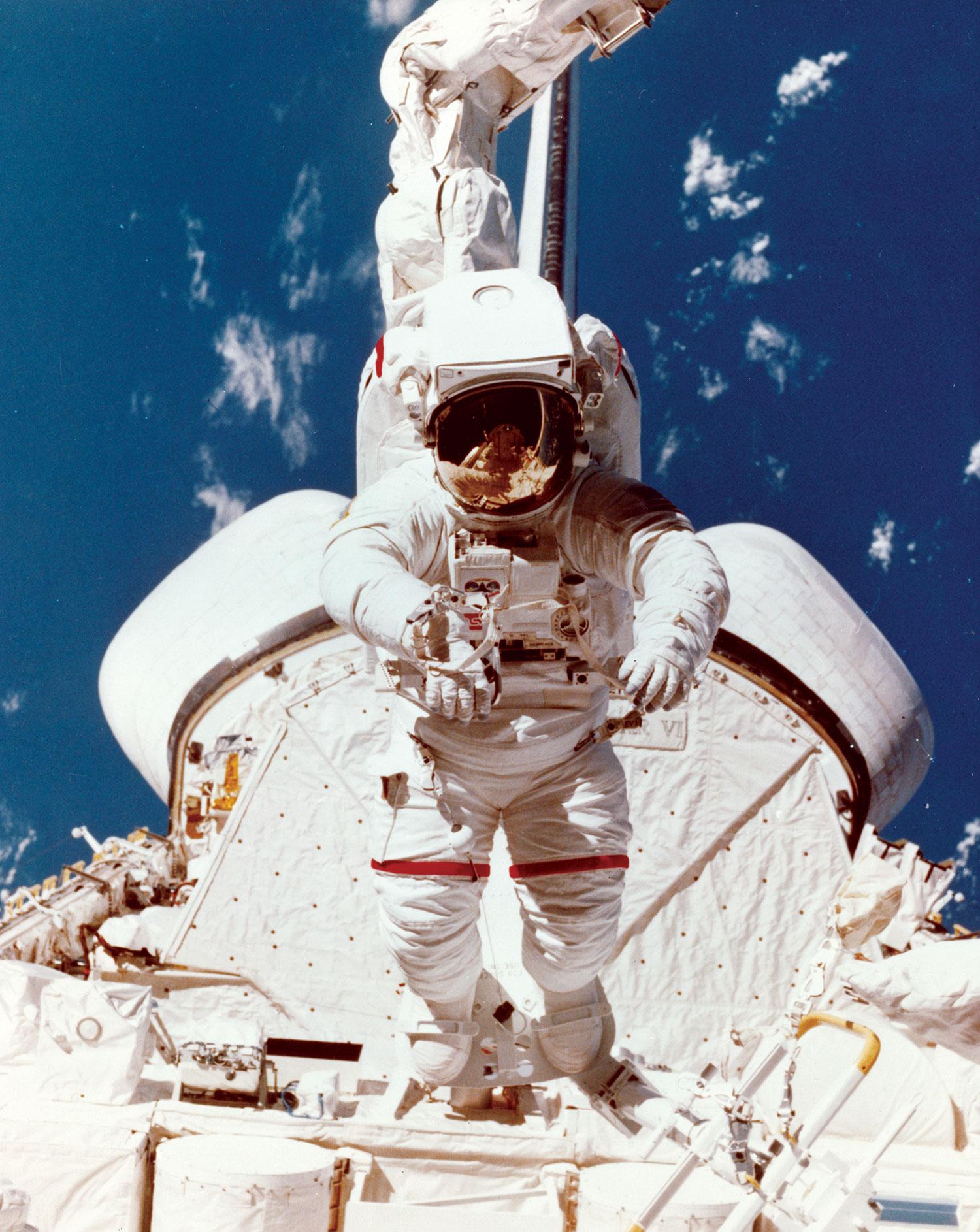 Astronaut Bruce McCandless during a Challenger space shuttle mission
